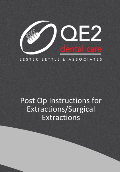 First page of Post Op Instructions for Extractions/Surgical Extractions