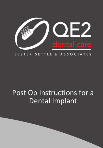 First page of Post Op Instructions for a Dental Implant